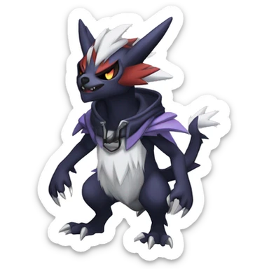 Cool Dark Edgy Absol-Noivern-Quilava-Litten-Pokémon with edgy stripes hoodie spiked collar punk Full Body sticker