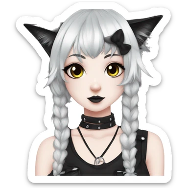 Edgy Kawaii Cute Cool Cartoon Beautiful Elegant Pretty Anime Punk Techwear Gothic Catgirl sticker
