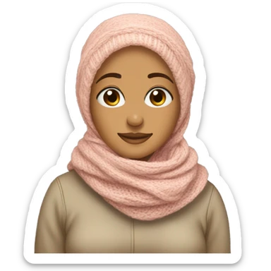 Slightly tanned hijabi with a beanie and a cozy knitted scarf sticker