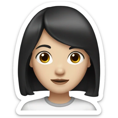 a girl with medium length black hair, pale skin and brown eyes sticker