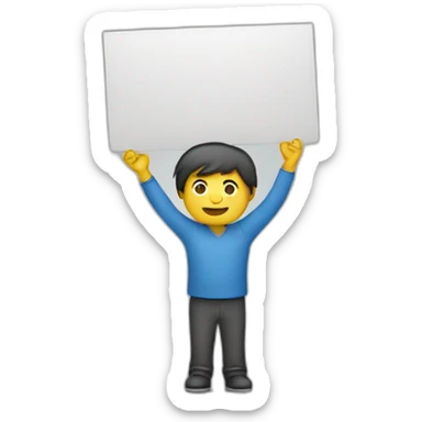 person holding a sign above his head sticker