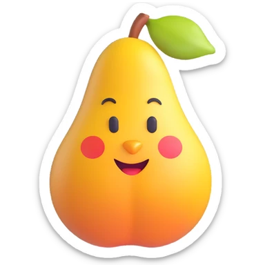 realistic fresh pear icon without eyes nose mouth, 3D emoji style sticker