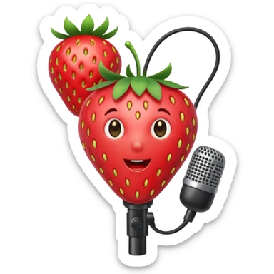 strawberry front the mic sticker