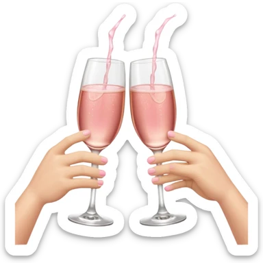 champagne glasses with pink champagne giving cheers with two hands five fingers sticker