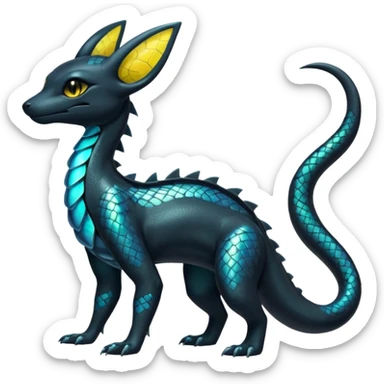 Shiny Iridescent Helioptile-Salandit-Umbreon-Fakémon-hybrid-creature (full body)  sticker