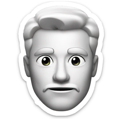 Man with sharp jaw in black and white sticker