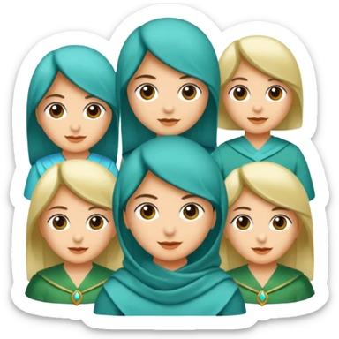 mavi yeşil ve turkuaz renk karışımlı bir madalya sticker