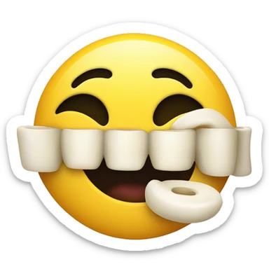 smiley face with tube lips and half a bone in the mouth sticker