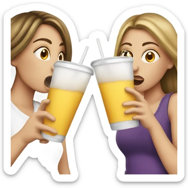 4 white girls chugging drinks sticker
