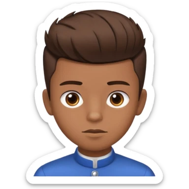 create a fringe haircut boy with a brown hair with hair little up more looking like quiff hairstyle but its going straight not on side sticker