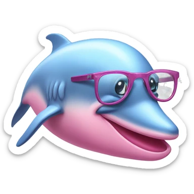 Pink dolphin with glasses sticker