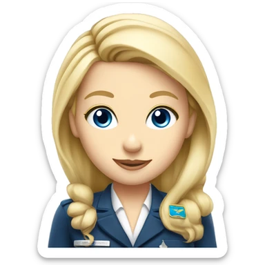 long blonde hair blue eyed girl flight attendant sticker