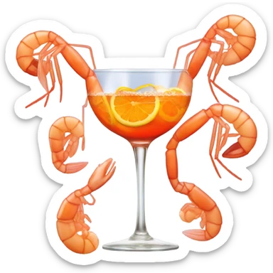 A shrimp drinking an aperol spritz sticker