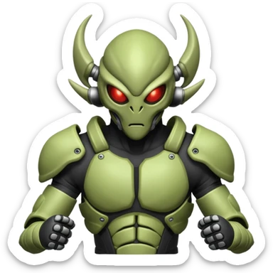 insectoid alien MMA fighter portrait, head and shoulders only, armored exoskeleton skin, sharp eyes, combat gloves, aggressive stance, 3D cartoon, mobile game icon style, clean background, no text, no watermark
 sticker