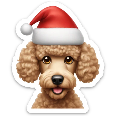 Poodle in Santa hat sticker