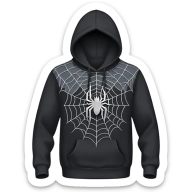 black hoodie with a grey spider web  sticker