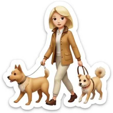 blonde woman wearing white walking only one malese dog sticker