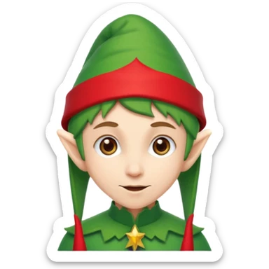 green elf with christmas hat sticker