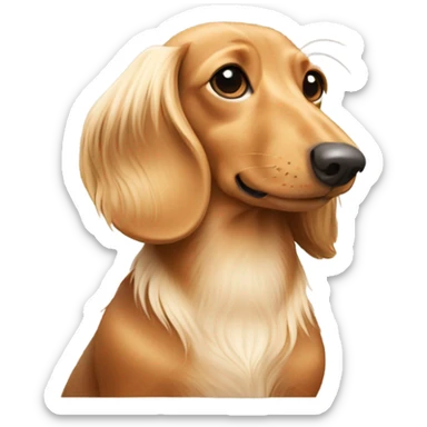 Tan and cream long haired wiener dog sticker