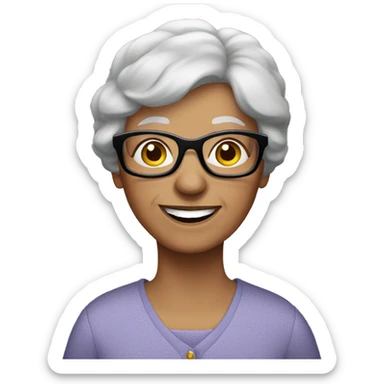granny with brown straight hair and glasses and braces sticker