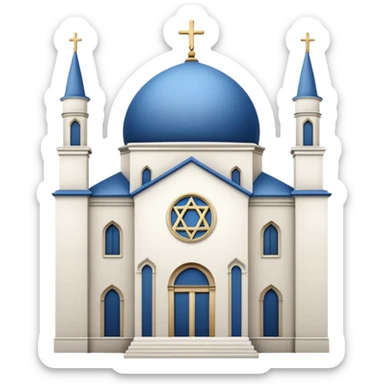 reform jewish synagogue similar in architecture to historical churches in milano (pretty and magnificent), white in color, in ios emoji style sticker