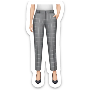 gray dress pants with white grid pattern, plaid check pattern, formal tailored trousers with cuffed hem, for petite women, isolated garment only, no model sticker