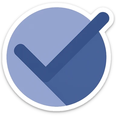 blue check mark, flat design, minimal sticker