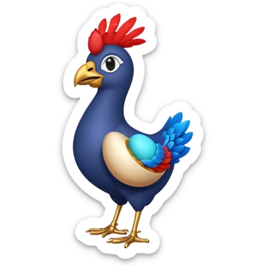 A 3D cartoon Sankofa bird with its head turned backward holding an egg in its beak, symbolizing learning from the past, vibrant colors, smooth lighting, Memoji-style rendering. sticker