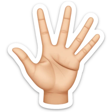 mano haciendo el signo de la paz con la palma hacia adentro al revés, emoji estilo apple sticker