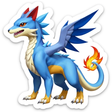 Gabite-Veemon-Nargacuga-UlforceVeedramon-Digimon-Latias-Peppercat-Pokémon-Flamedramon-fusion-animal-hybrid-creature, Full body  sticker