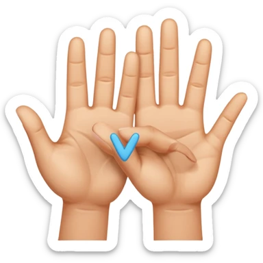 W V as hand signs. 5 fingers on each hand sticker