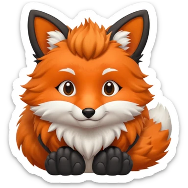Floofy the Creampuff fox blackish gray fur color chubby Black paws orange color 3 tails sticker