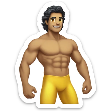 Tan muscular merman with dark hair and yellow tail sticker