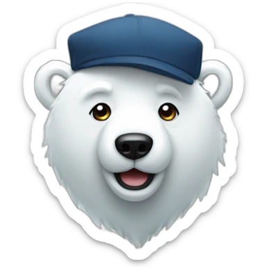 Make a welcome emoji of a polar bear with a cap, the cap says Airelect JM  sticker