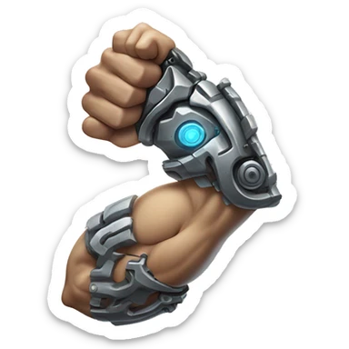 Cyborg arm only flexing bicep and shoulder with gears and shocks sticker