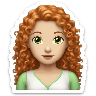 Long Red curly haired white girl with green eyes sticker