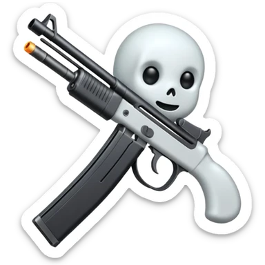 Fantasmas con un fusil moderno y haciendo haciendo en en forma de ✌️ con los dedos sticker