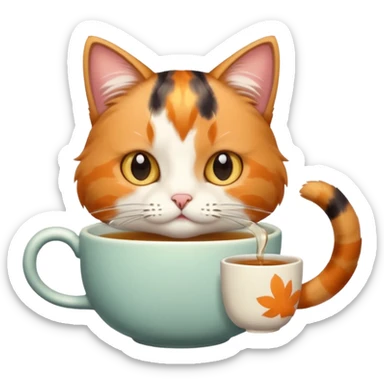 Çay içen kedi sticker
