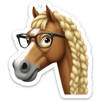 Horse wearing glasses and long braided hair sticker