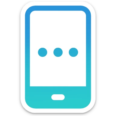 Smartphone icon with three small dots inside the screen, symbolizing points collection, flat emoji style, outline with blue and turquoise colors, white background sticker