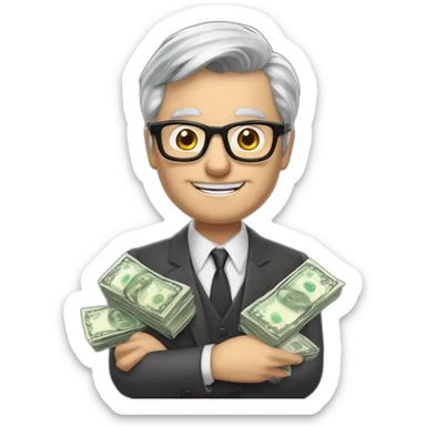 ​ 53 / 5 000 Résultats de traduction Résultat de traduction Gray hair boss in glasses and cigarette with money sticker