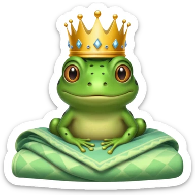 Frog with crown in bed sticker