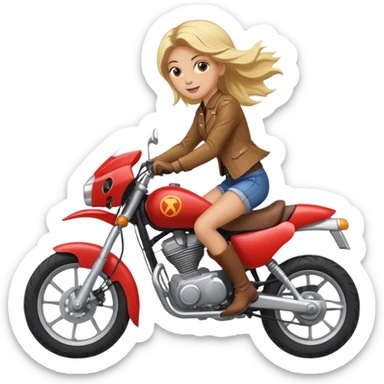 girl riding a horse jumping over a motorcycle sticker
