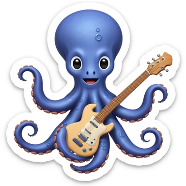 happy octopus with multiple arms playing guitar sticker