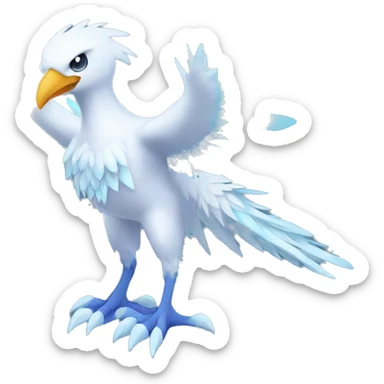 Fantasy legendary godly ice bird Cryo-snow-Phoenix Fakemon full body sticker