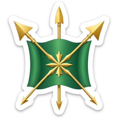 The Circassian flag (or the Flag of Adygea) is the national flag of the Circassians. It has a green background with twelve gold stars forming an arc that looks like a bow. There are three crossed arrows in the center. sticker