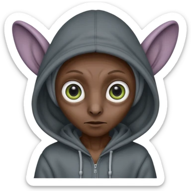 Aliens Dark gray, hoodie, long big ears sticker