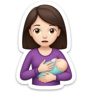  a brunette girl suffering from menstrual cramps sticker