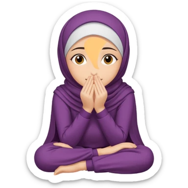 Hijabi girl sitting and hiding her face from her hands sticker