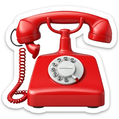 red analog telephone, glossy finish, bright saturated red, smooth curves, minimal details, clean and shiny
 sticker